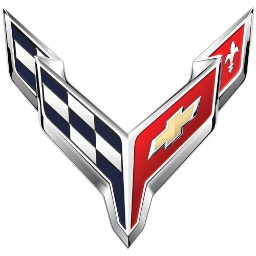 Corvette C8 Crossed Flags Metal Sign