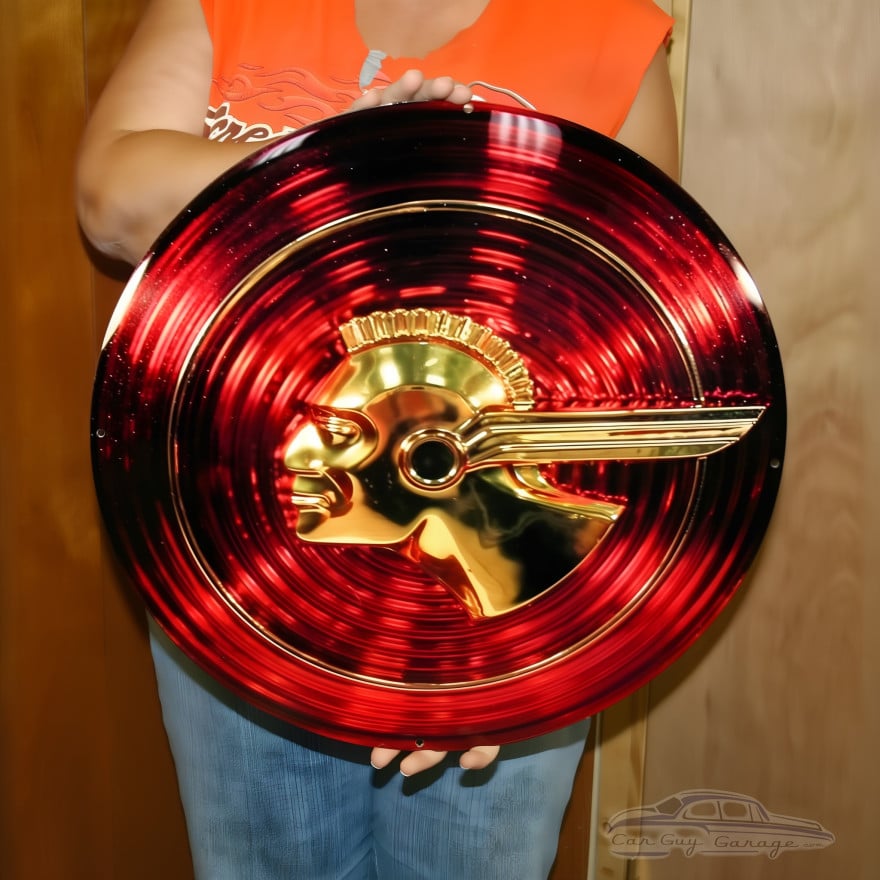 1951-1953 Pontiac Chieftain Chief Hubcap 19in Round Metal Sign