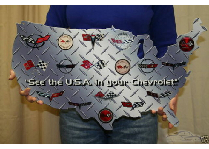  Corvette USA MAP Metal Sign