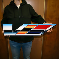 Cadillac V-Series V Logo Metal Sign - 30 x 7 Inch