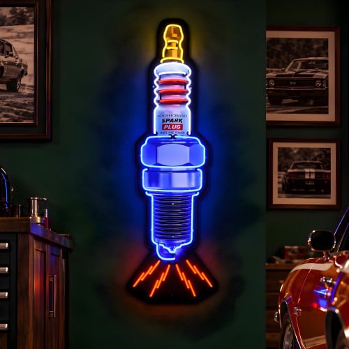 Spark Plug Automotive Neon Sign for Garage - 19" x 60"
