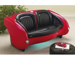 1957 Classic Red Corvette with Black Leather Couch