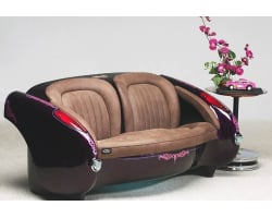 1957 Deep Purple Corvette with Caramel Brown Leather Couch