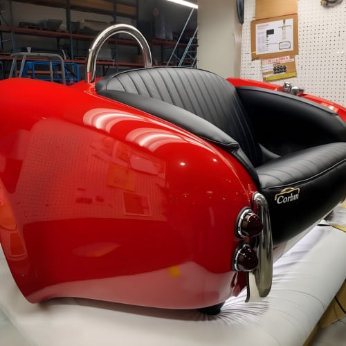 Classic Red Cobra with Black Leather Couch