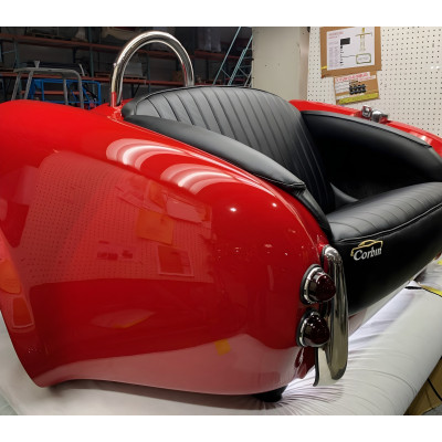 Classic Red Cobra with Black Leather Couch