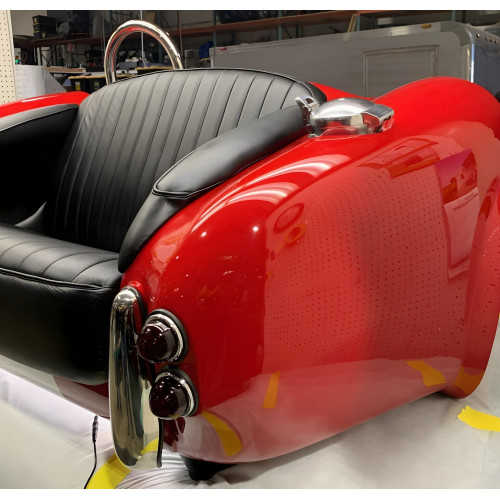 Classic Red Cobra with Black Leather Couch