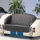 Bright White and Blue Cobra with Black Leather Couch