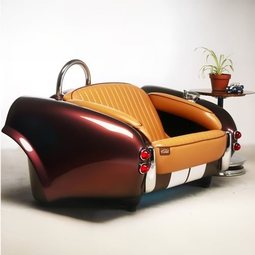 Classy Chestnut Brown Cobra with Tan Leather Couch