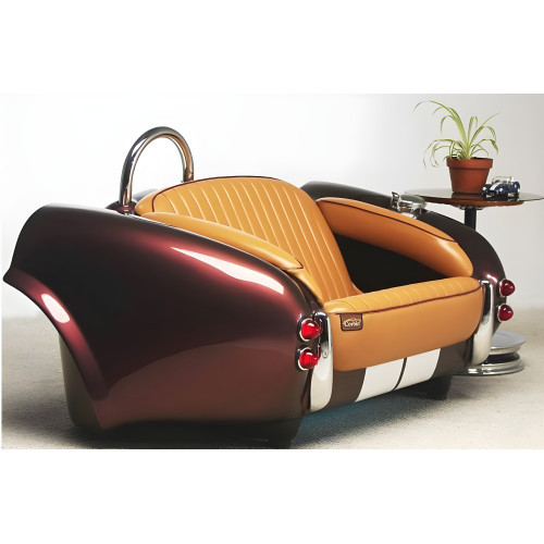 Classy Chestnut Brown Cobra with Tan Leather Couch