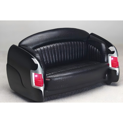 1951 Black Mercury with Black Leather Couch