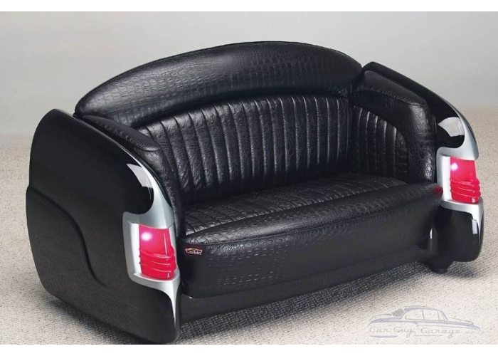 1951 Black Mercury with Black Leather Couch