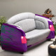 1951 Purple Mercury with Black Flames Leather Couch 1951 Purple Mercury with Black Flames Leather Couch