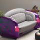 1951 Purple Mercury with Black Flames Leather Couch