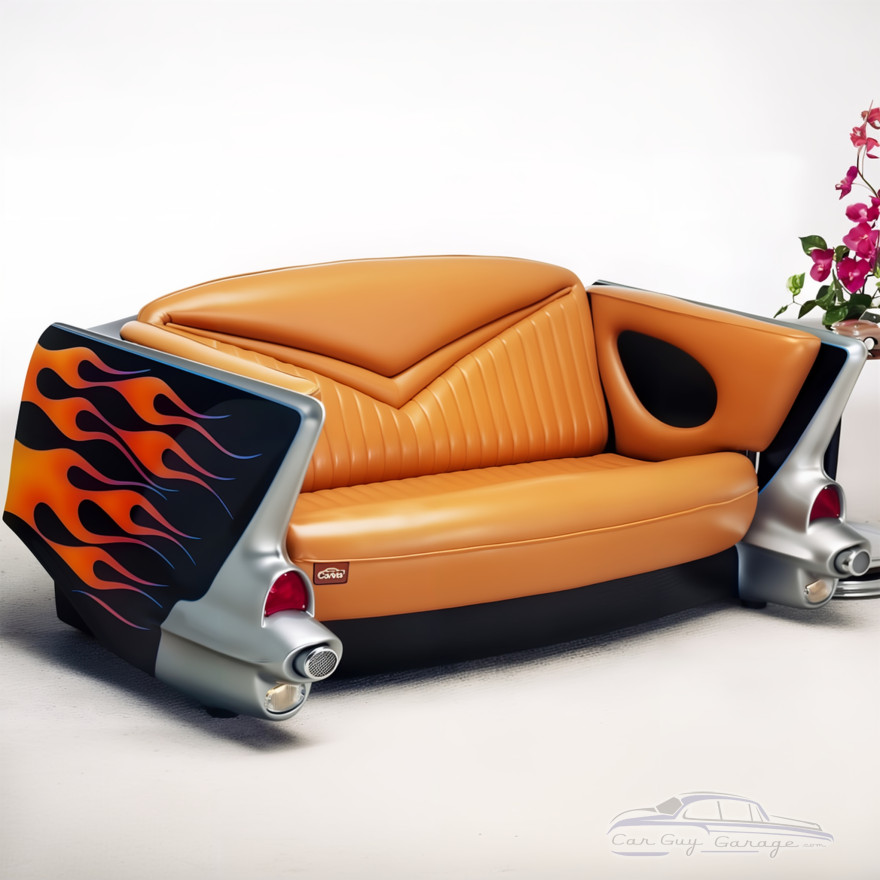 Black with Flames 1957 Chevy Couch Black with Flames 1957 Chevy Couch