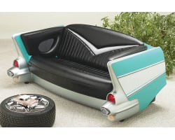 Turquoise 1957 Chevy with Black Couch