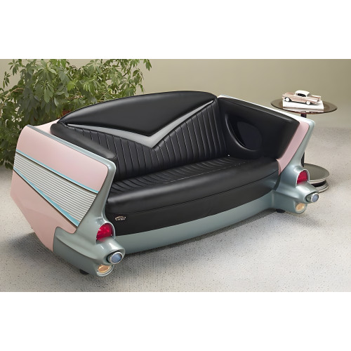 Pink 1957 Chevy with Black Couch