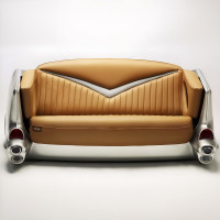 1957 Chevy Bel Air Tailfin Couch - Custom Fiberglass, Lighted
