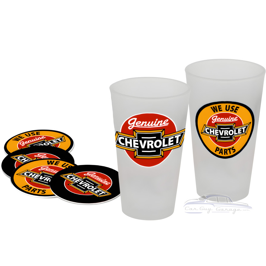 2 Pack of Chevy Frosted Pint Glasses 2 Pack of Chevy Frosted Pint Glasses