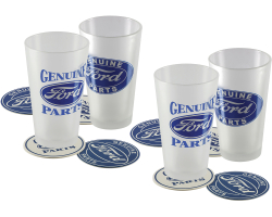 Set of 4 Ford Pint Glasses and 8 Coasters