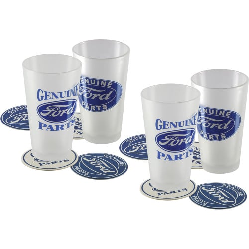 Set of 4 Ford Pint Glasses and 8 Coasters