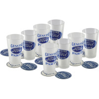 Set of 8 Ford Pint Glasses with 16 Coasters