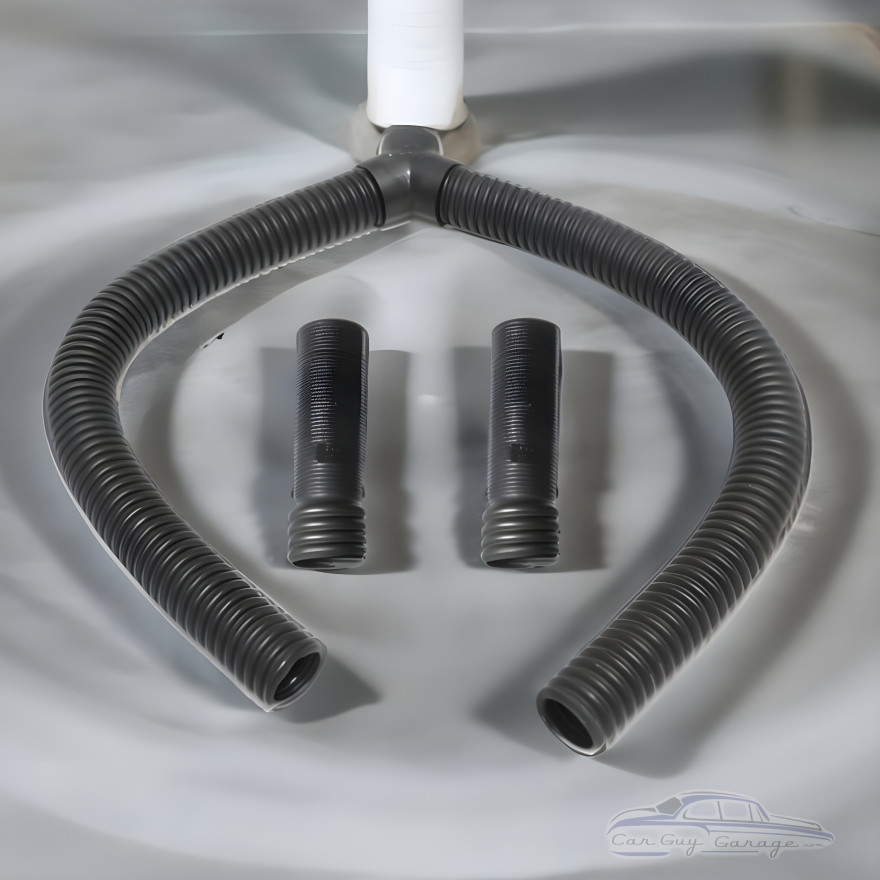 2.5 inch Exhaust Hose with Adapters for Dual 2 inch Straight Pipes 2.5 inch Exhaust Hose with Adapters for Dual 2 inch Straight Pipes