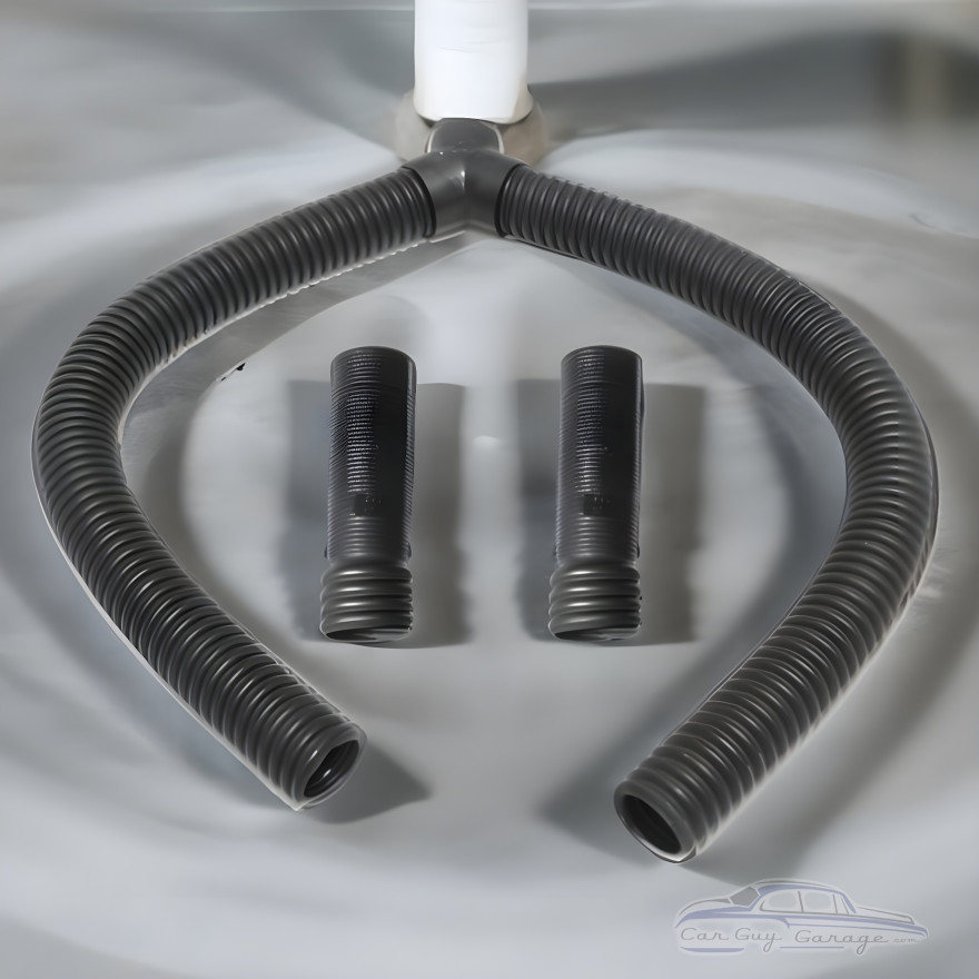 3 inch Exhaust Hose with Adapters for Dual 2.5 inch Straight Pipes 3 inch Exhaust Hose with Adapters for Dual 2.5 inch Straight Pipes