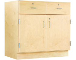 Solid Maple 36"W x 22"D x 35"H Two Drawer Base Garage Cabinet