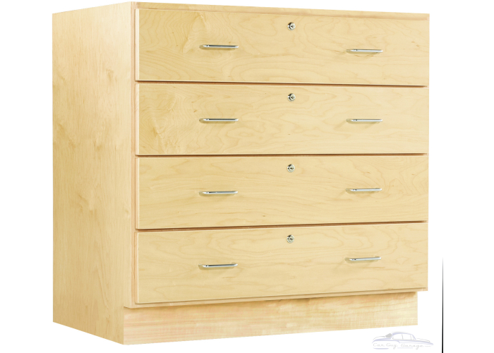 Solid Maple 36"W x 22"D x 35"H Four Drawer Base Garage Cabinet