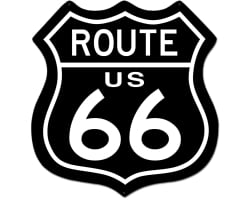 Route US 66 Inverse Metal Sign - 28" x 29"