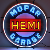 MOPAR HEMI Garage Neon Sign - 24" Round
