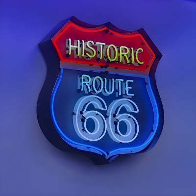 Route 66 Neon Sign - Historic Shield Neon