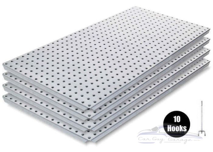 Four 16 by 32 inch Galvanized Steel Pegboards