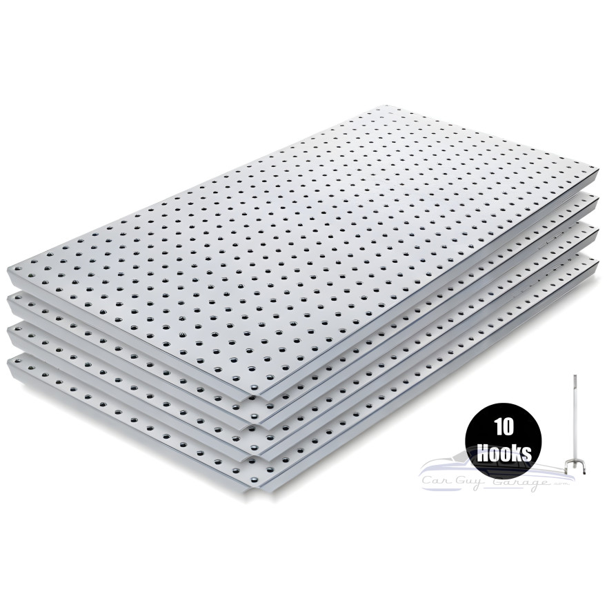 Four 16 by 32 inch Galvanized Steel Pegboards Four 16 by 32 inch Galvanized Steel Pegboards