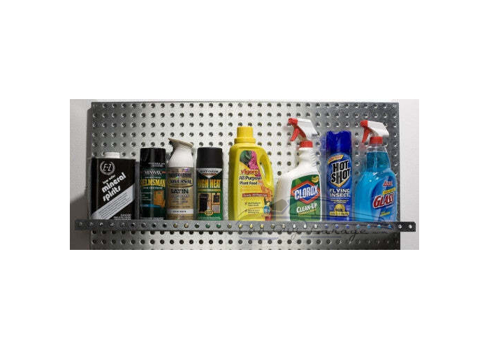 Two 16 inch Galvanized Steel Pegboard Shelves