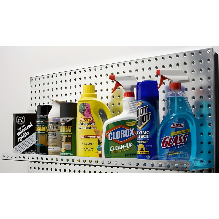 Two 16 inch Galvanized Steel Pegboard Shelves Two 16 inch Galvanized Steel Pegboard Shelves