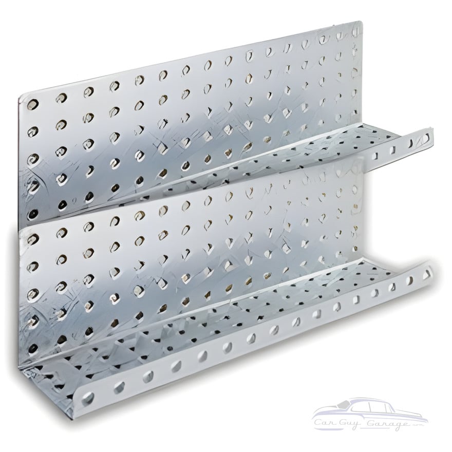 Two 16 inch Galvanized Steel Pegboard Shelves Two 16 inch Galvanized Steel Pegboard Shelves