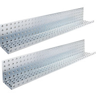 Set of 2 Galvanized Metal Pegboard Ledge Shelves, 32 x 5 x 3 in