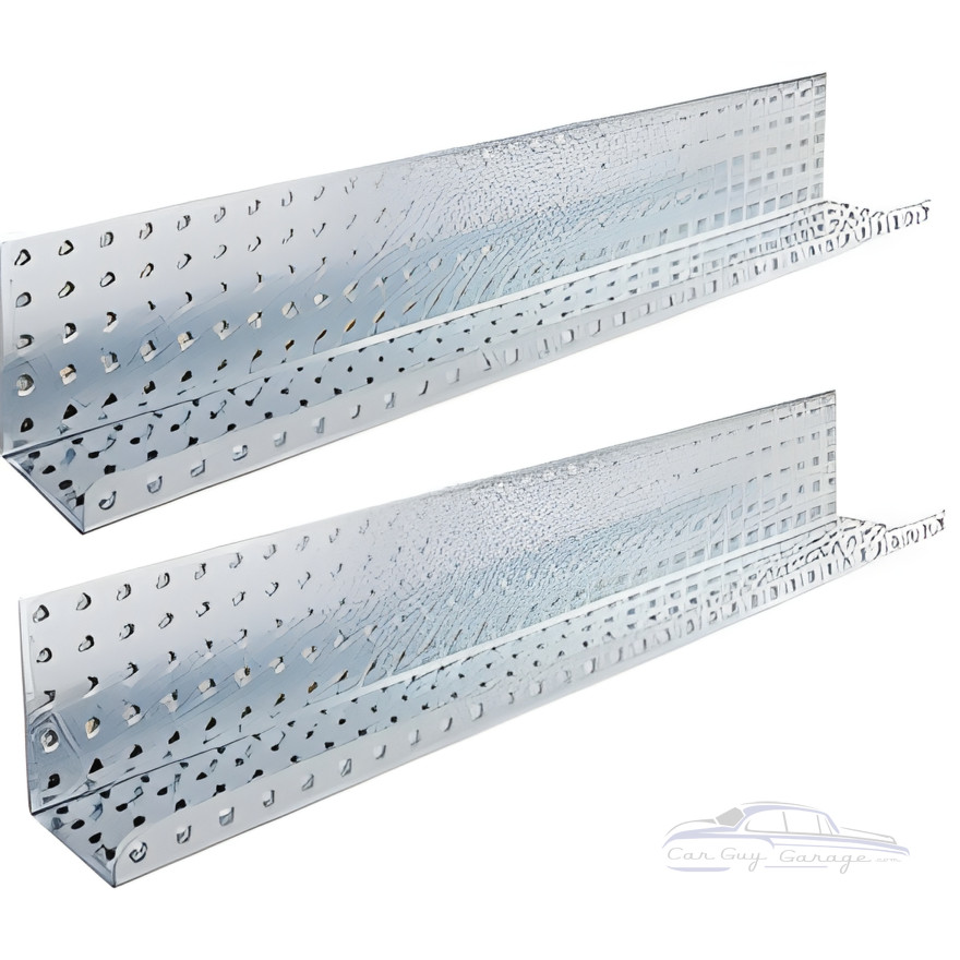 Two 32" by 3" Galvanized Steel Pegboard Shelves Two 32" by 3" Galvanized Steel Pegboard Shelves