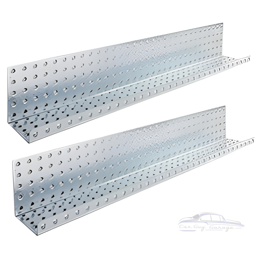Two 32" by 5" Galvanized Steel Pegboard Shelves Two 32" by 5" Galvanized Steel Pegboard Shelves