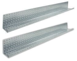 Two 48" by 5" Galvanized Steel Pegboard Shelves