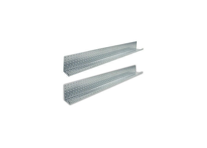 Two 48" by 5" Galvanized Steel Pegboard Shelves