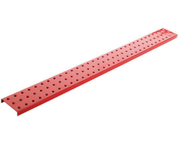 Two Red 3" x 32" Metal Pegboard Strips