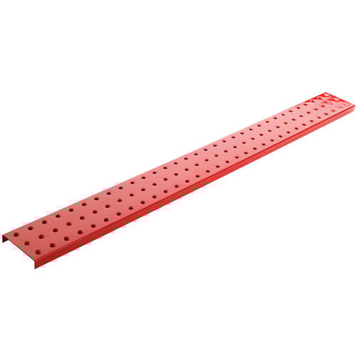 Two Red 3" x 32" Metal Pegboard Strips