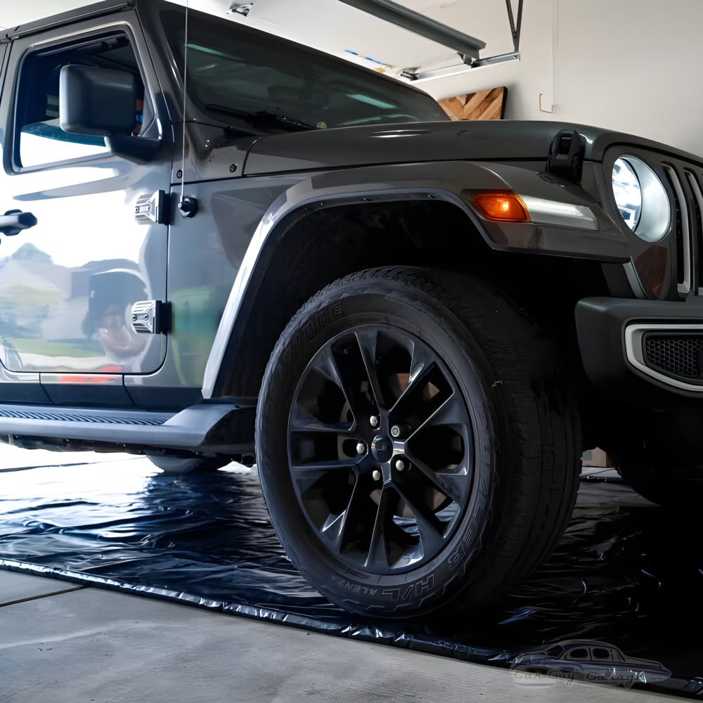 Image showcasing 12' x 20' Garage Floor Mat - Non-Slip, Fire & Mold Resistant