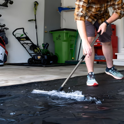 Large 7'9x18' Garage Floor Containment Mat With Raised Edges - Waterproof & Non-Slip