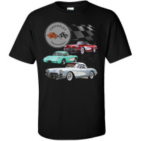 1957 C1 Chevrolet Corvette Classic Car Graphic T-Shirt - Black
