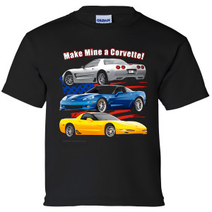 Make Mine a Corvette C5 & C6 Kids/Youth T-Shirt - USA Flag