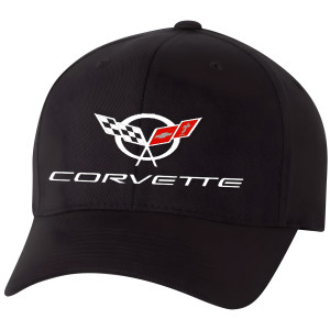 C5 Corvette Embroidered Logo Cap - Black Moisture-Wicking
