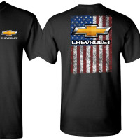 Chevrolet Chevy Bowtie American Flag Back Print T-Shirt